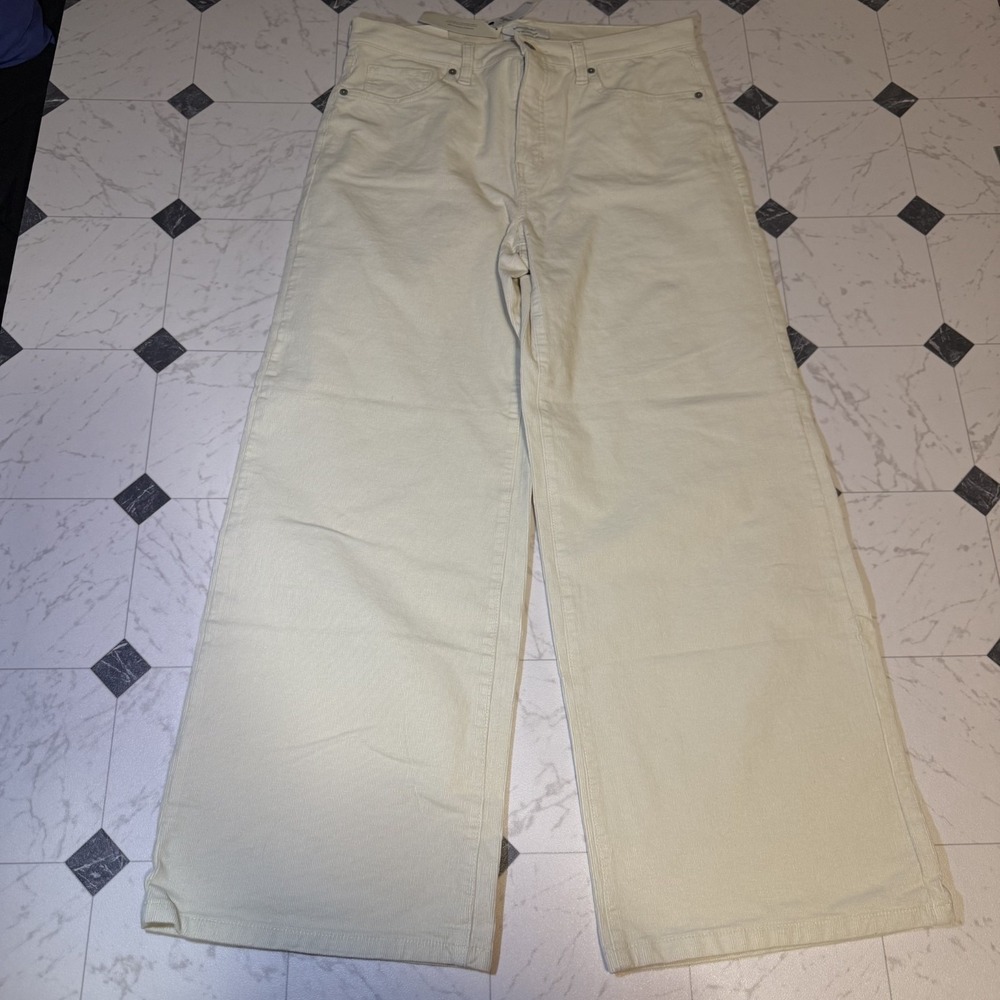 Banana Republic Wide Leg High Rise Corduroy Pants Cream Womens 31x12 NWT